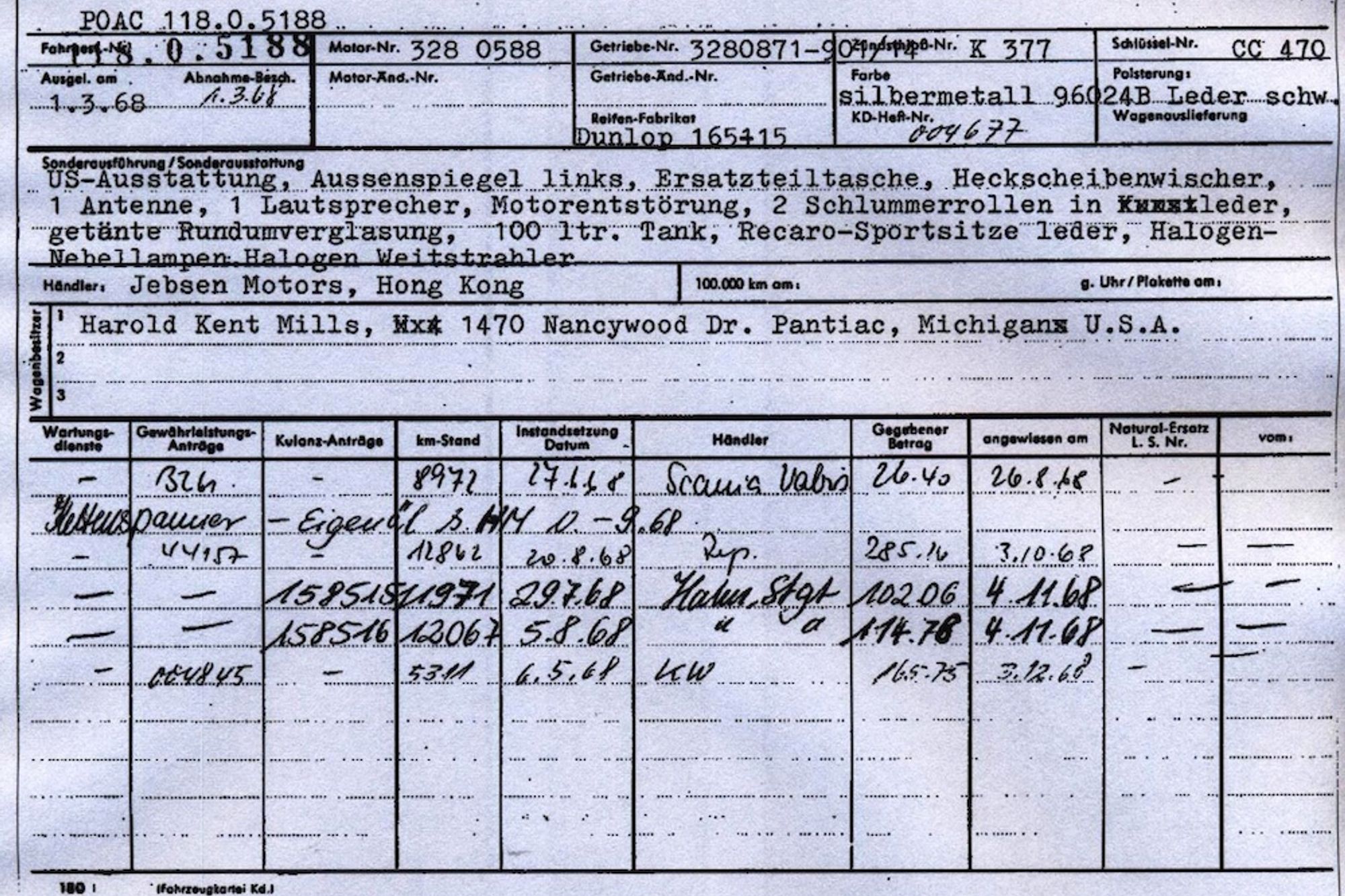 New Arrival: 1968 Porsche 911L Rallye Options